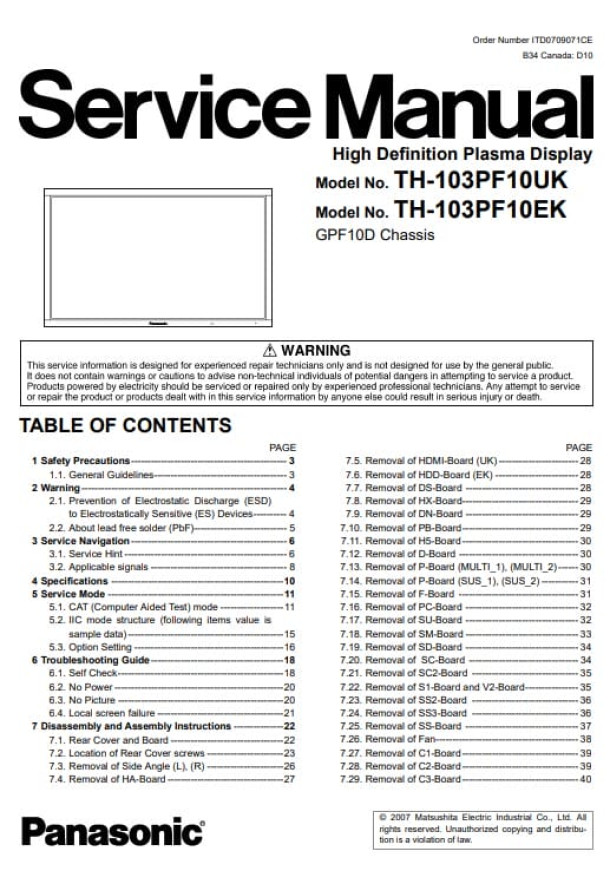 GPF10D_TH-103PF10UK ,TH-103PF10EK